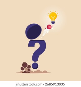 Inteligência artificial AI para ajudar a resolver o problema e criar uma nova ideia, aprendendo a apoiar e ajudar, inovação, robô inteligente com nova ideia de lâmpada
