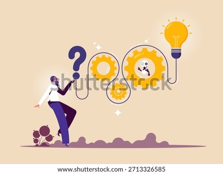 Artificial intelligence AI to help solve problem concept, technology to help, businesswoman holding question mark and AI have answer or idea to solve problem