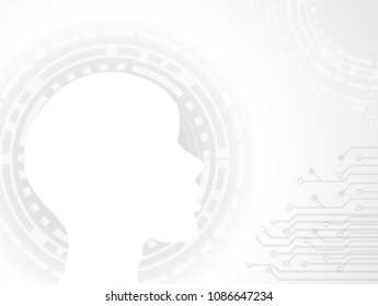 Artificial intelligence. a.i. Human head outline with circuit board inside. Technology and engineering background . vector .
