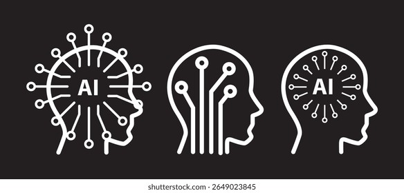 Inteligência artificial ai cabeça humana negativa Imagem vetorial