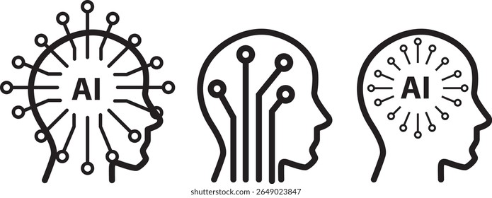 Inteligência artificial ai cabeça humana Imagem Vetor