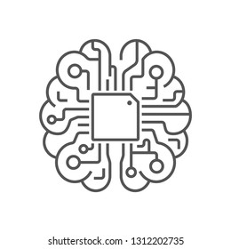 Artificial intelligence, AI icon. AI brain concept. EPS 10. Editable Stroke.