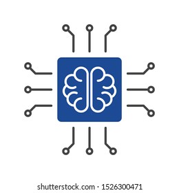 Artificial Intelligence or AI icon. Flat style illustration. Isolated on white background. 