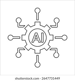 Inteligencia artificial AI Icon, Vector de línea