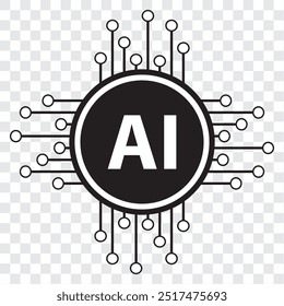 Artificial intelligence, AI icon. artificial intelligence icon on transparent background. EPS 10.