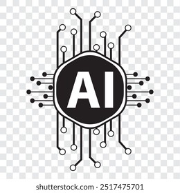 Inteligência artificial, ícone AI. ícone de inteligência artificial no plano de fundo transparente. EPS 10.