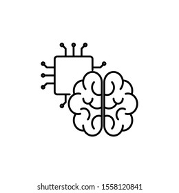 Artificial Intelligence AI icon. Outline thin line flat illustration. Isolated on white background. 