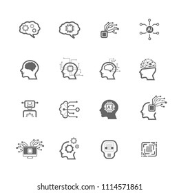 artificial intelligence (AI) icon set