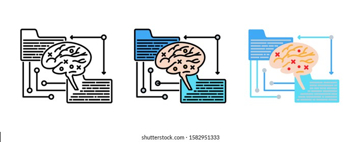 Artificial Intelligence or ai icon set isolated on white background for web design
