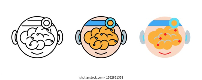 Artificial Intelligence or ai icon set isolated on white background for web design