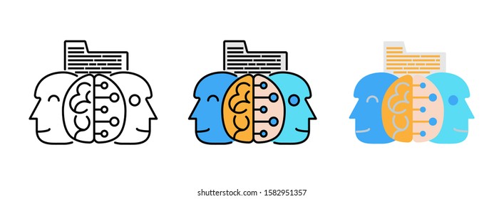 Artificial Intelligence or ai icon set isolated on white background for web design