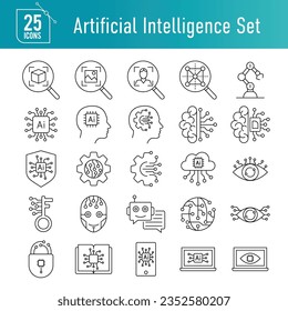 Artificial intelligence AI icon set