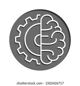Artificial Intelligence, AI Icon. Thin line. Isolated on white background. 