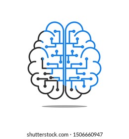 Artificial Intelligence AI icon. Thin line. Isolated on white background. 
