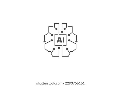 Artificial intelligence AI icon vector design with brain and technology symbol