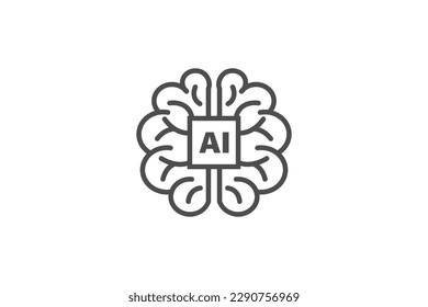 Artificial intelligence AI icon vector design with brain and technology symbol