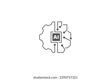 Artificial intelligence AI icon vector design with brain and technology symbol