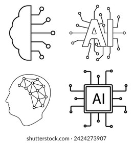 inteligencia artificial AI icono vector ilustración diseño