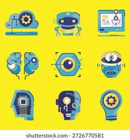 Inteligencia artificial Iconos de IA BEst archivo EPS para Descargas