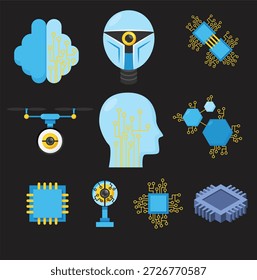 Inteligencia artificial Iconos de IA BEst archivo EPS para Descargas