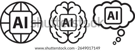 Artificial intelligence ai icons globe brain thinking Vector Image