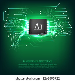 Artificial Intelligence AI landing page. Website template for deep learning concept.