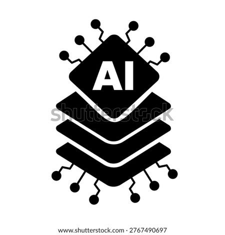 Artificial Intelligence AI Layered Microchip Processor Icon