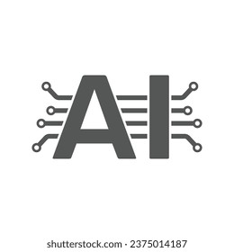 Artificial intelligence (AI) letter A and I and circuit board. Icon color on white background. EPS 10