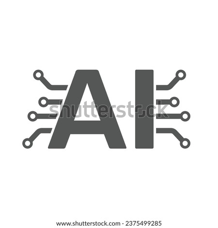 Artificial intelligence (AI) letter A and I and circuit board. AI integration concept. EPS 10