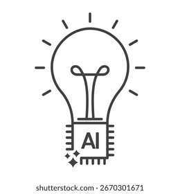 Artificial intelligence ai light bulb chip technology innovation idea vector icon for digital concept