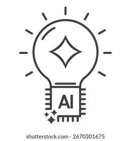 Künstliche Intelligenz ai Glühbirne Chip Technologie Innovation Idee Vektorsymbol für digitales Konzept