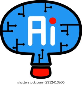 Logo de Inteligencia Artificial (AI), la escritura de IA se encuentra en el centro del icono de cabeza que refleja inteligencia.