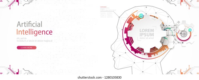 Artificial intelligence (AI). Machine cyber mind.  Technology vector background. 