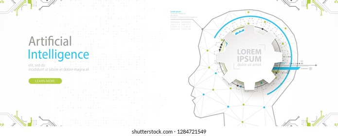 Artificial intelligence (AI). Machine cyber mind.  Technology vector background. 