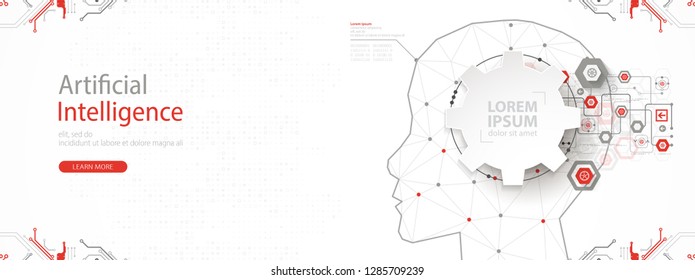 Artificial intelligence (AI). Machine cyber mind.  Technology vector background. 