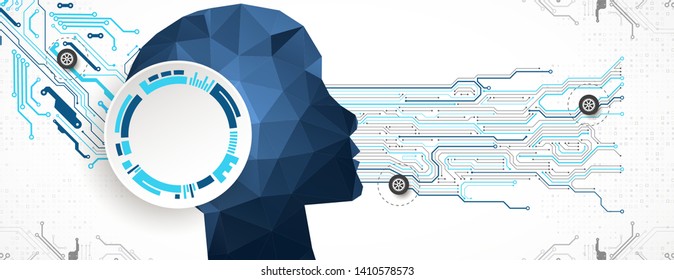 Artificial intelligence (AI) Machine cyber mind. Technology vector background.