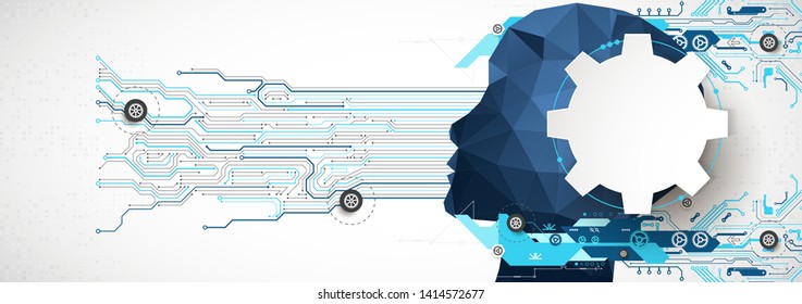 Artificial intelligence (AI) Machine cyber mind. Technology vector background.