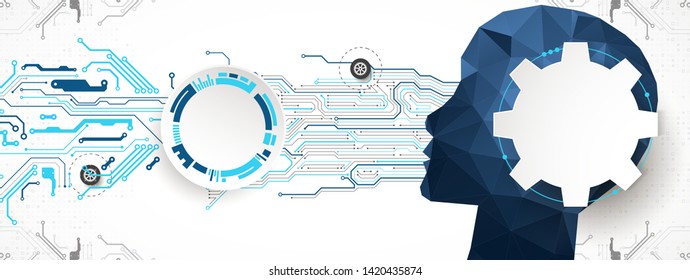 Artificial intelligence (AI) Machine cyber mind. Technology vector background.