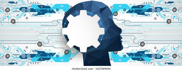 Artificial intelligence (AI) Machine cyber mind. Technology vector background.