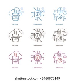 Artificial Intelligence, AI, Machine Learning, ML, Data Science Vector Illustrtaion Icon Designs