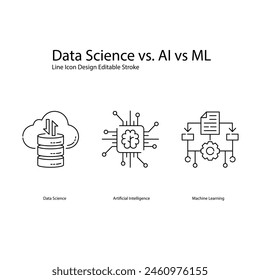 Artificial Intelligence, AI, Machine Learning, ML, Data Science Vector Illustrtaion Icon Designs