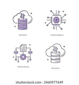 Artificial Intelligence, AI, Machine Learning, ML, Data Science Vector Illustrtaion Icon Designs