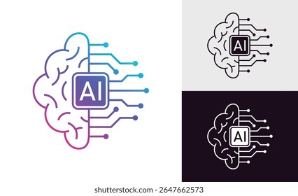 Inteligencia artificial AI Chip en la cabeza humana. Icono de Inteligencia Artificial con Aprendizaje Automático, Habilidades Digitales, IA generativo, Tecnología de IA, Algoritmo, Inteligencia Virtual y Tecnología Futura