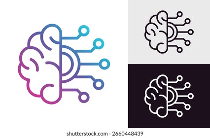 Ai, concepto de inteligencia artificial. Análisis, automatización, aprendizaje automático y un cerebro autónomo. Gestión de Big data, tecnología de inteligencia de información de conexión informática, Robótica automatizada