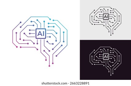 Ícone de IA generativa define inteligência artificial e símbolos de automação. Conceito de IA generativa, inteligência artificial do cérebro da IA. Tecnologia relacionada à inteligência artificial, ideia, gerador de conteúdo