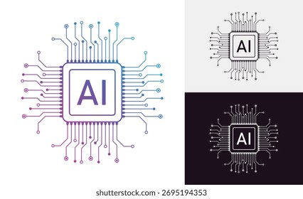 Ícone de IA generativa define inteligência artificial e símbolos de automação. Conceito de IA generativa, inteligência artificial do cérebro da IA. Tecnologia relacionada à inteligência artificial, ideia, gerador de conteúdo
