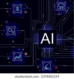 Künstliche Intelligenz (AI). Neue Informationstechnologie. AI Infografik Lernen für Roboter. AI Generative Arbeit kostenlos mit Text Chat online. Künstliche Intelligenz Generieren durch Eingabeaufforderung.