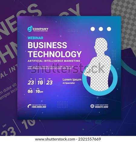 Artificial Intelligence (AI) the New Tehcnology for Industry, Business, Digital Marketing, Content Creator. Webinar Template used on digital banner or social media flyer, Online Class.