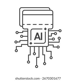 Artificial intelligence ai payment card chip fintech banking technology vector icon for digital finance