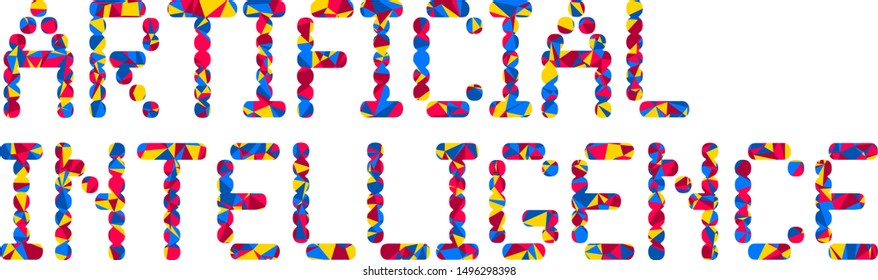 Artificial Intelligence (AI) phrase with colorful polygonal pattern on background